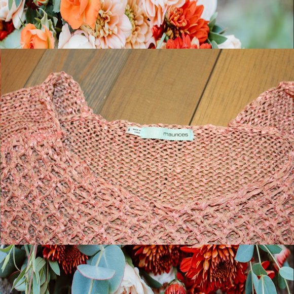 Maurices Open Weave Pink & Tan Sweater Tunic – Size Small - Picture 4 of 4